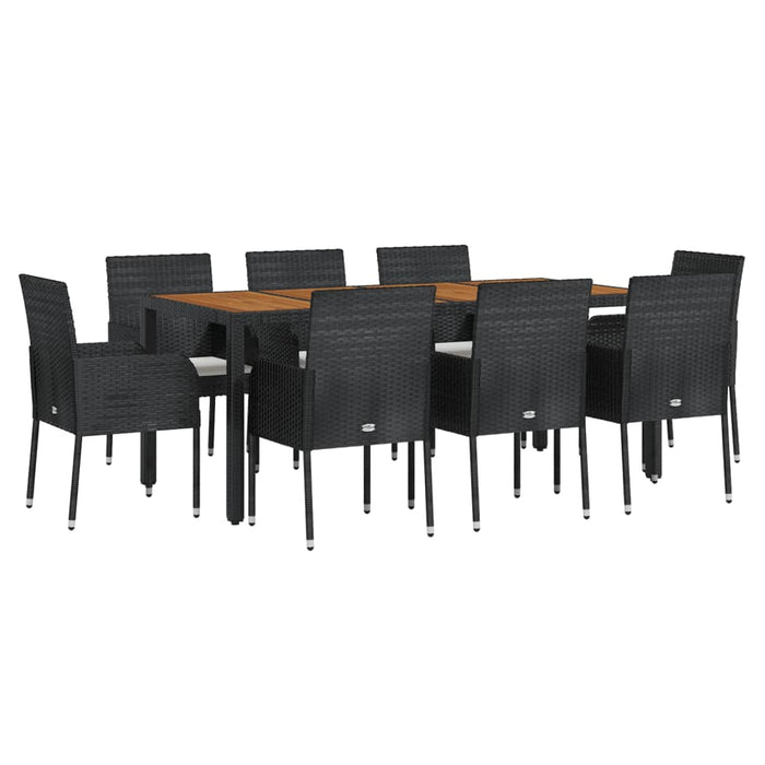 Set mobilier de grădină cu perne, 9 piese, negru, poliratan - WALTI WALTI