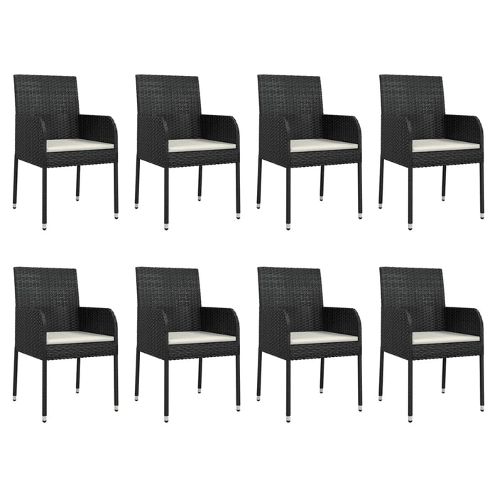 Set mobilier de grădină cu perne, 9 piese, negru, poliratan - WALTI WALTI