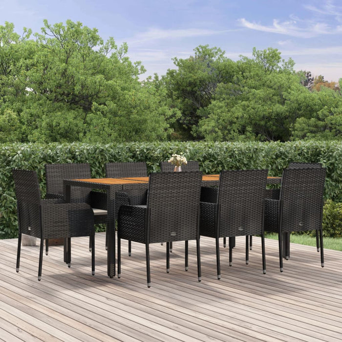Set mobilier de grădină cu perne, 9 piese, negru, poliratan - WALTI WALTI