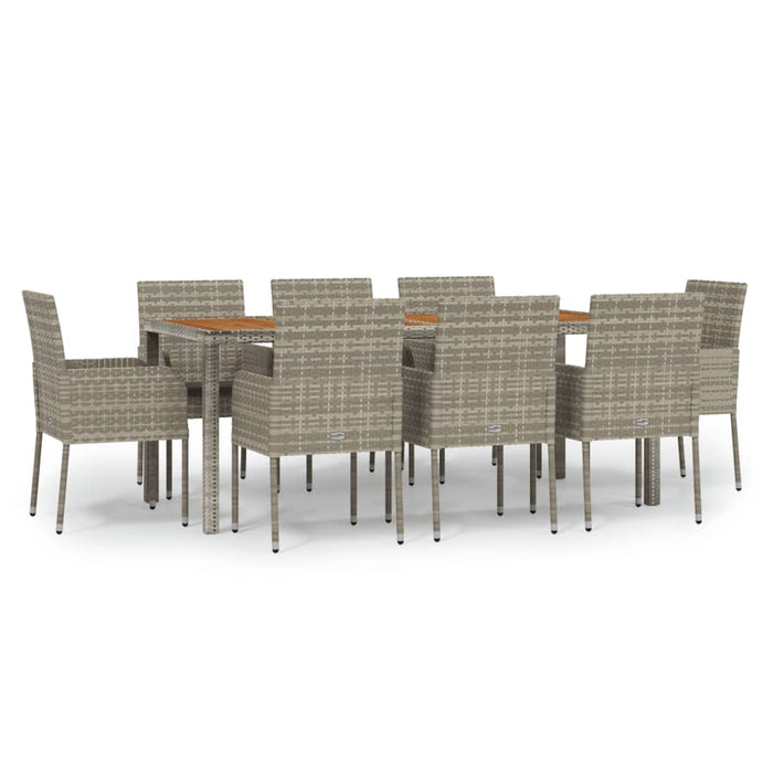 Set mobilier grădină cu perne, 9 piese, gri, poliratan - WALTI WALTI