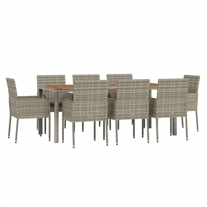 Set mobilier grădină cu perne, 9 piese, gri, poliratan - WALTI WALTI