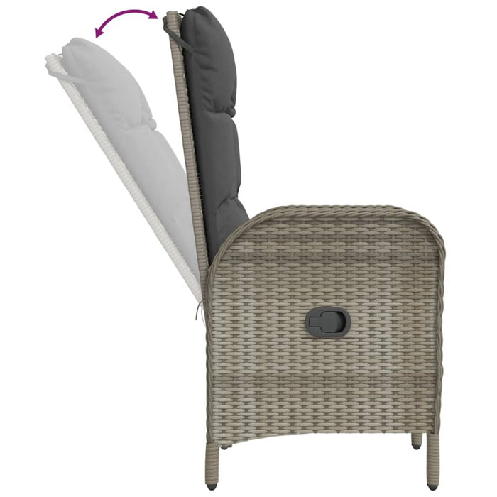 Set mobilier de grădină cu perne, 5 piese, gri, poliratan - WALTI WALTI