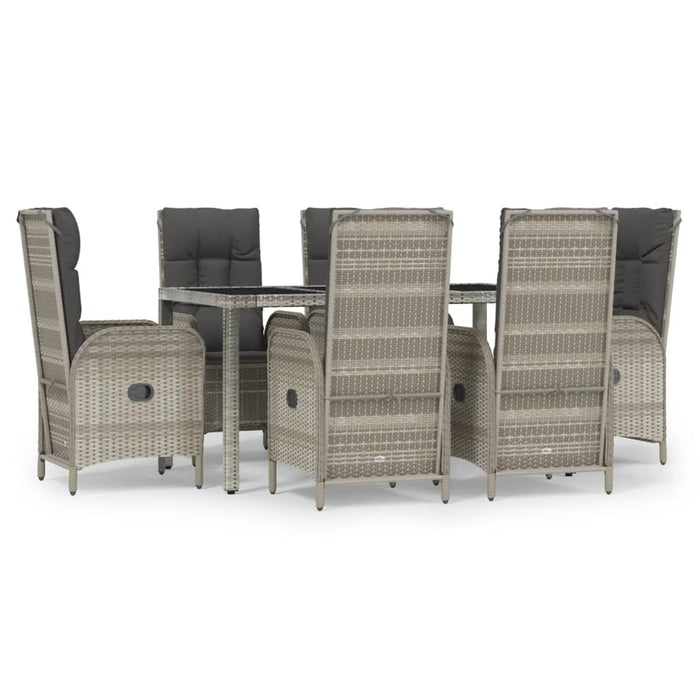 Set mobilier de grădină cu perne, 7 piese, gri, poliratan - WALTI WALTI
