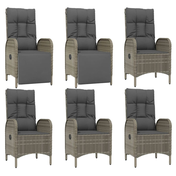 Set mobilier de grădină cu perne, 7 piese, gri, poliratan - WALTI WALTI