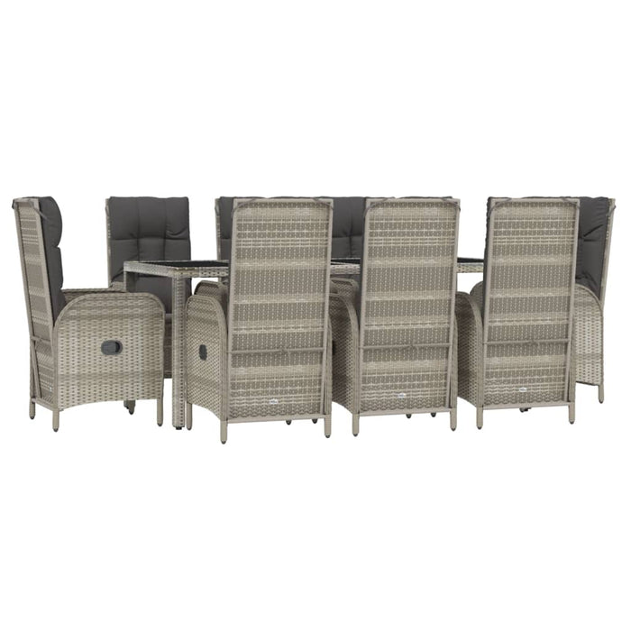 Set mobilier grădină cu perne, 9 piese, gri, poliratan - WALTI WALTI