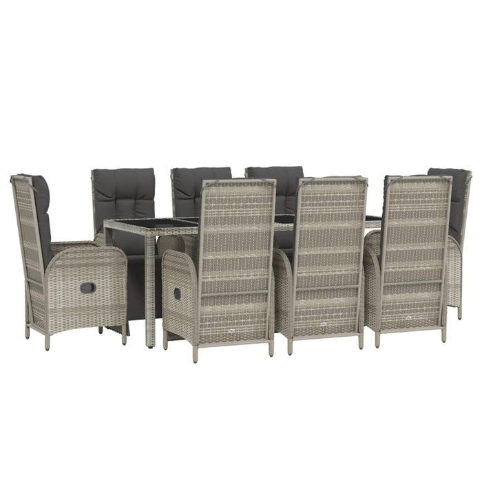 Set mobilier grădină cu perne, 9 piese, gri, poliratan WALTI