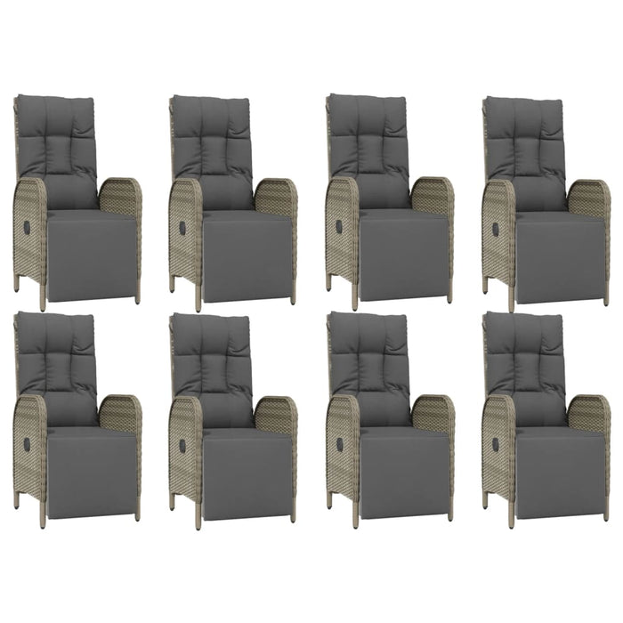 Set mobilier grădină cu perne, 9 piese, gri, poliratan WALTI