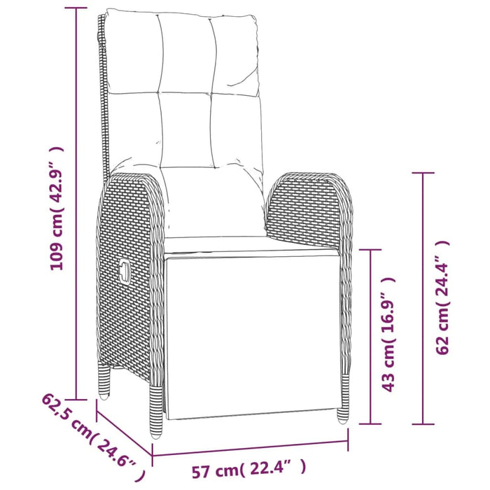 Set mobilier grădină cu perne, 9 piese, gri, poliratan WALTI