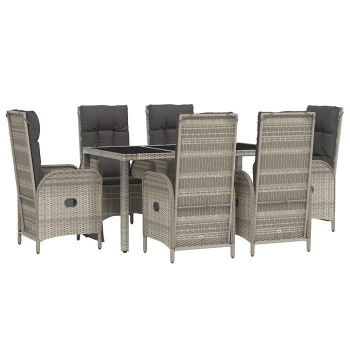 Set mobilier de grădină cu perne, 7 piese, gri, poliratan - WALTI WALTI