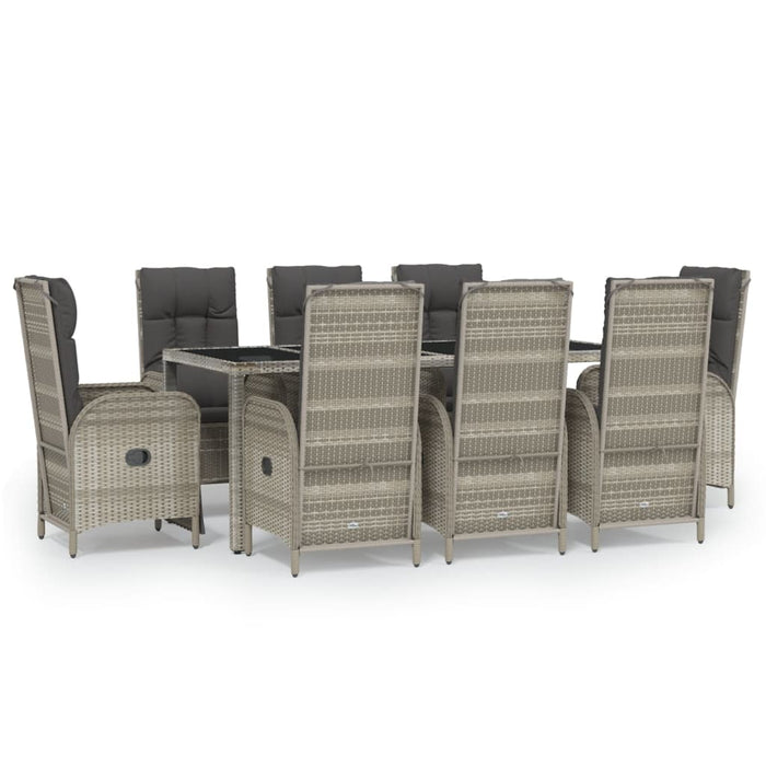Set mobilier grădină cu perne, 9 piese, gri, poliratan - WALTI WALTI