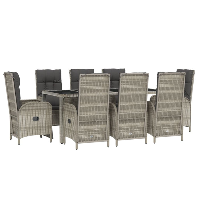 Set mobilier grădină cu perne, 9 piese, gri, poliratan - WALTI WALTI