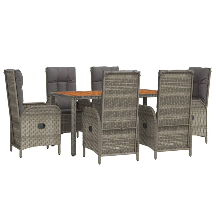 Set mobilier de grădină cu perne, 7 piese, gri, poliratan - WALTI WALTI