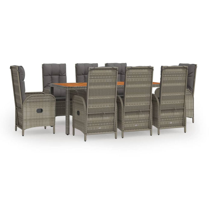 Set mobilier grădină cu perne, 9 piese, gri, poliratan - WALTI WALTI