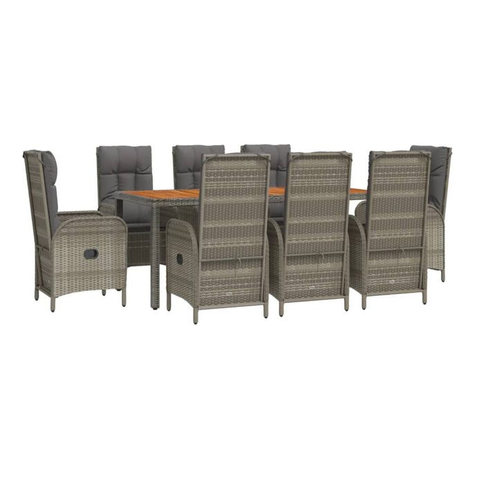 Set mobilier grădină cu perne, 9 piese, gri, poliratan - WALTI WALTI