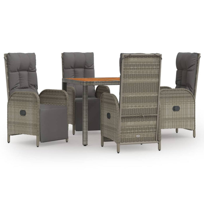 Set mobilier de grădină cu perne, 5 piese, gri, poliratan WALTI