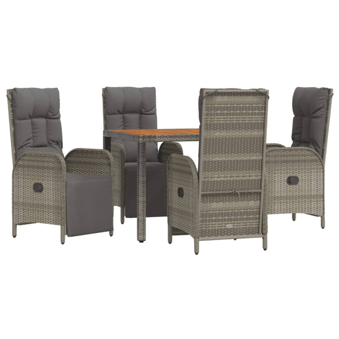 Set mobilier de grădină cu perne, 5 piese, gri, poliratan WALTI