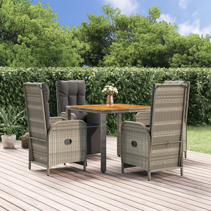 Set mobilier de grădină cu perne, 5 piese, gri, poliratan WALTI