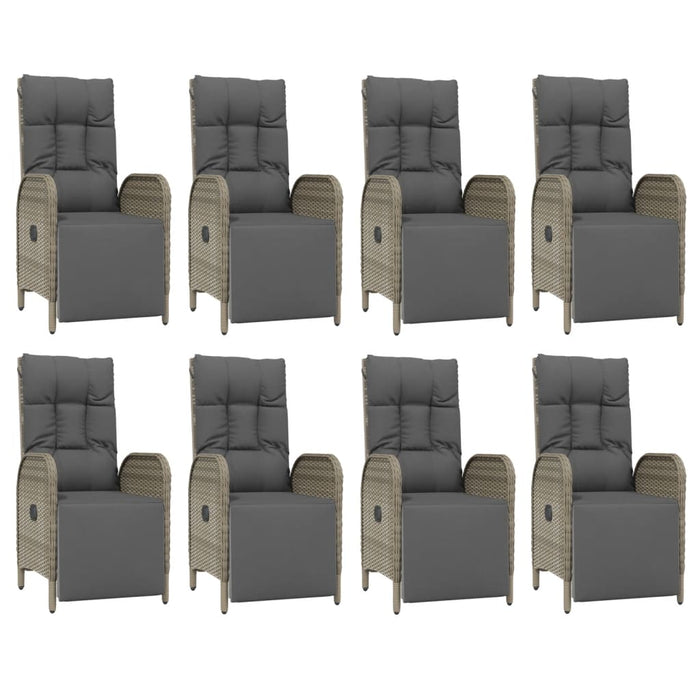 Set mobilier grădină cu perne, 9 piese, gri, poliratan WALTI
