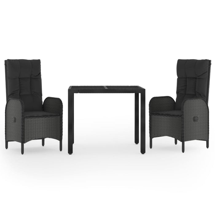 Set mobilier de grădină cu perne, 3 piese, negru, poliratan - WALTI WALTI
