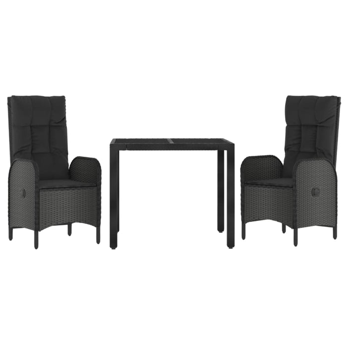 Set mobilier de grădină cu perne, 3 piese, negru, poliratan - WALTI WALTI