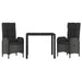 Set mobilier de grădină cu perne, 3 piese, negru, poliratan - WALTI WALTI