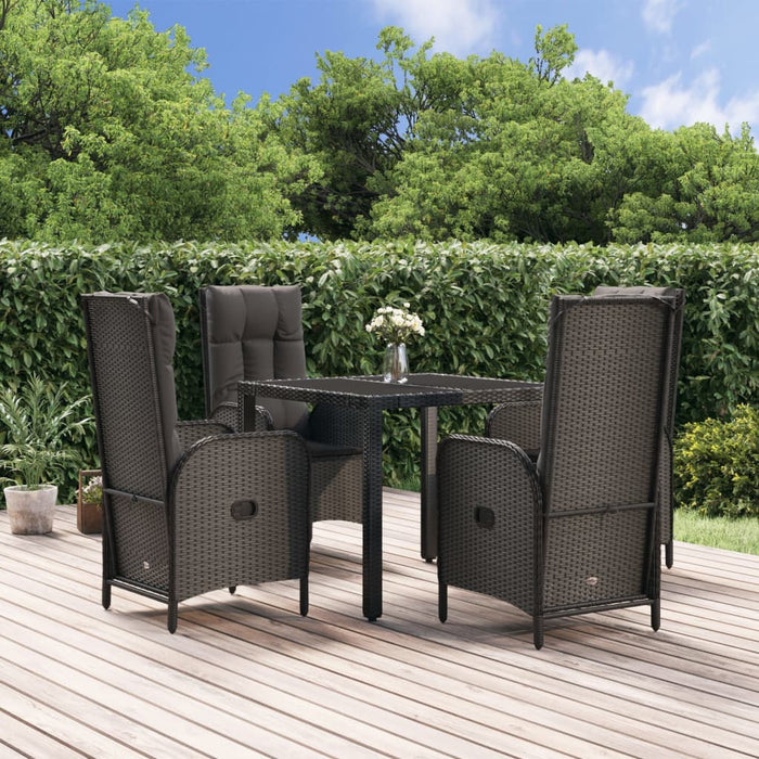 Set mobilier de grădină cu perne, 5 piese, negru, poliratan - WALTI WALTI