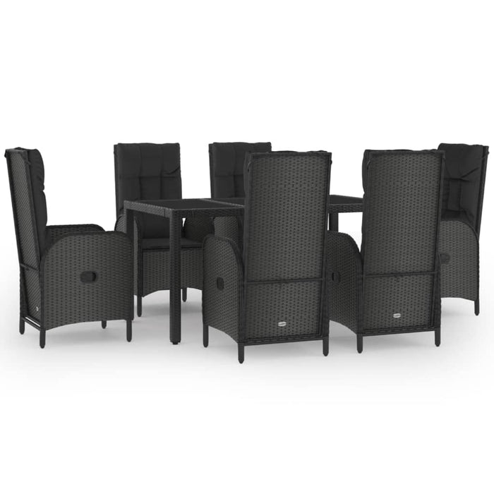Set mobilier de grădină cu perne, 7 piese, negru/gri, poliratan - WALTI WALTI