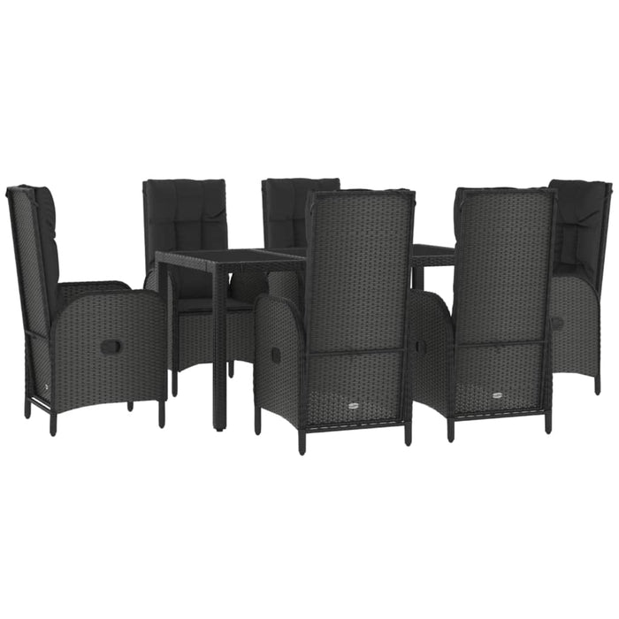 Set mobilier de grădină cu perne, 7 piese, negru/gri, poliratan - WALTI WALTI