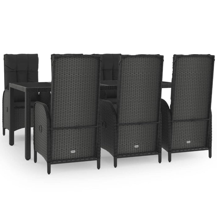 Set mobilier de grădină cu perne, 7 piese, negru/gri, poliratan - WALTI WALTI