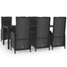 Set mobilier de grădină cu perne, 7 piese, negru/gri, poliratan - WALTI WALTI