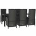 Set mobilier de grădină cu perne, 7 piese, negru/gri, poliratan - WALTI WALTI