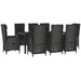 Set mobilier de grădină cu perne, 9 piese, negru/gri, poliratan - WALTI WALTI