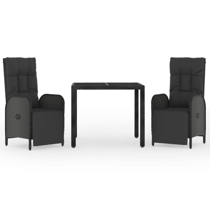 Set mobilier de grădină cu perne, 3 piese, negru, poliratan - WALTI WALTI