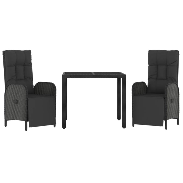 Set mobilier de grădină cu perne, 3 piese, negru, poliratan - WALTI WALTI