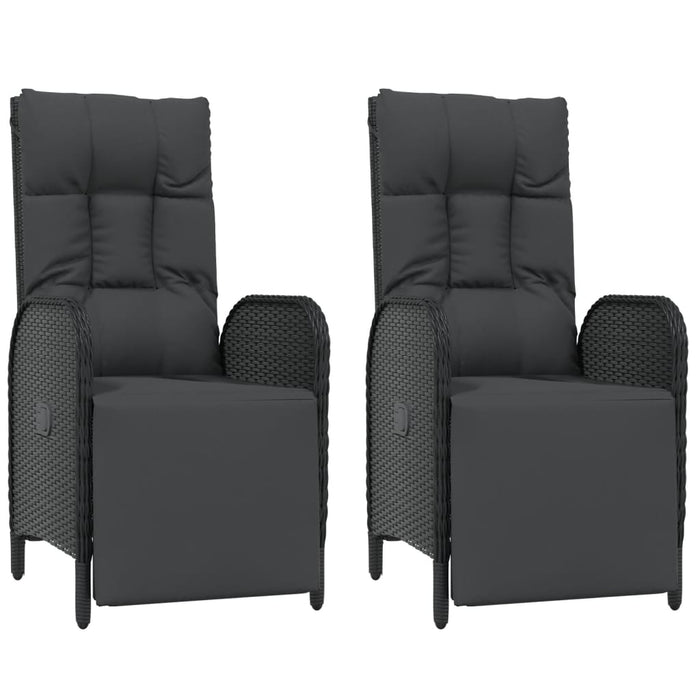 Set mobilier de grădină cu perne, 3 piese, negru, poliratan - WALTI WALTI