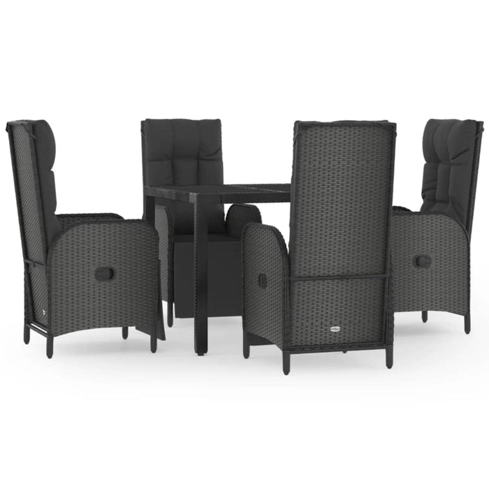 Set mobilier de grădină cu perne, 5 piese, negru, poliratan - WALTI WALTI