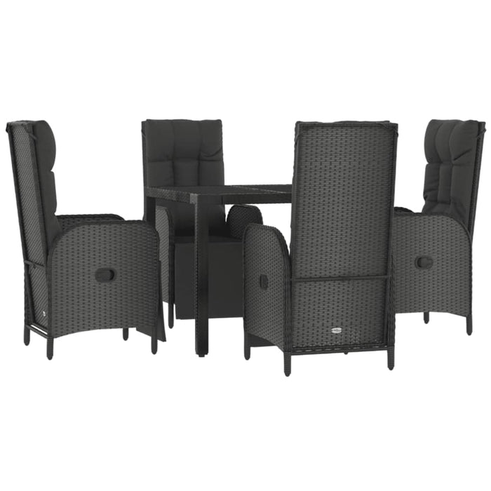 Set mobilier de grădină cu perne, 5 piese, negru, poliratan - WALTI WALTI
