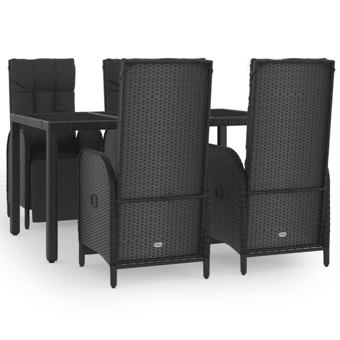 Set mobilier de grădină cu perne, 5 piese, negru, poliratan - WALTI WALTI