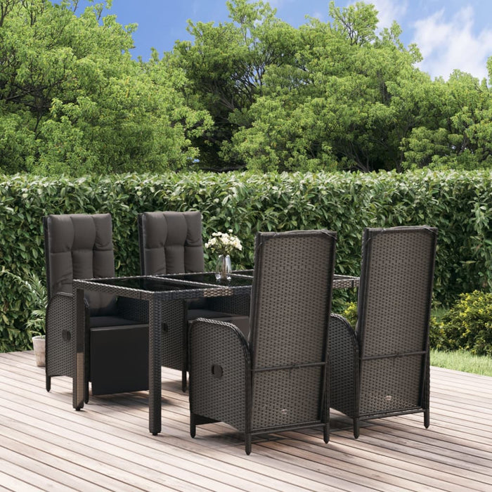 Set mobilier de grădină cu perne, 5 piese, negru, poliratan - WALTI WALTI