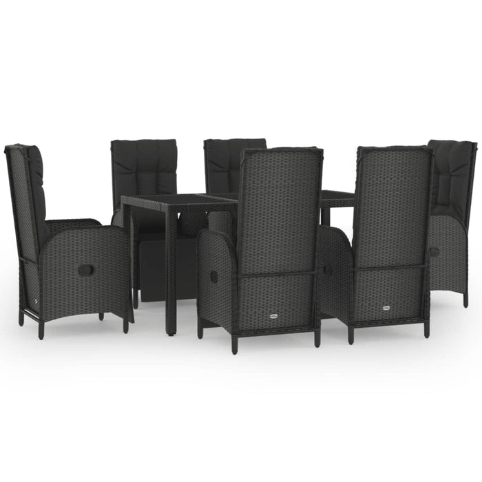 Set mobilier de grădină cu perne, 7 piese, negru/gri, poliratan WALTI