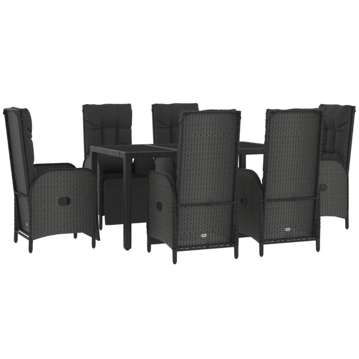 Set mobilier de grădină cu perne, 7 piese, negru/gri, poliratan WALTI