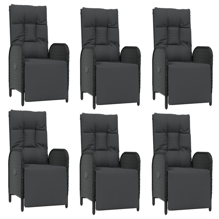 Set mobilier de grădină cu perne, 7 piese, negru/gri, poliratan WALTI