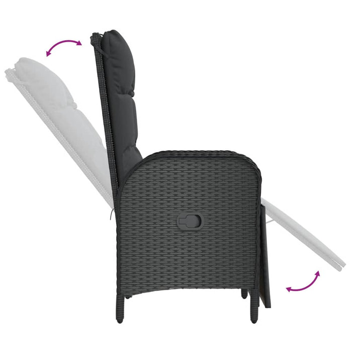 Set mobilier de grădină cu perne, 7 piese, negru/gri, poliratan WALTI