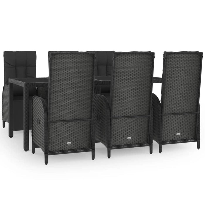 Set mobilier de grădină cu perne, 7 piese, negru, poliratan - WALTI WALTI