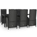 Set mobilier de grădină cu perne, 7 piese, negru, poliratan - WALTI WALTI