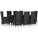 Set mobilier de grădină cu perne, 9 piese, negru, poliratan - WALTI WALTI