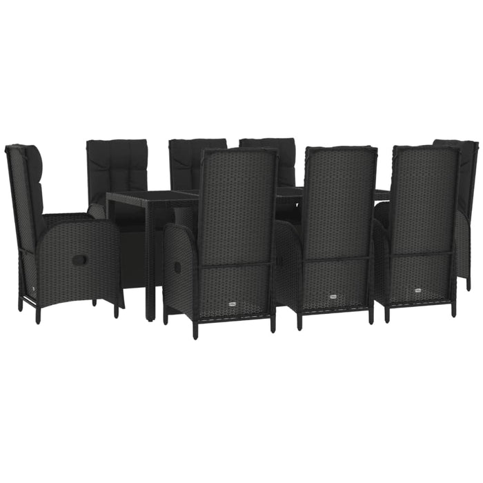 Set mobilier de grădină cu perne, 9 piese, negru, poliratan - WALTI WALTI