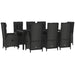 Set mobilier de grădină cu perne, 9 piese, negru, poliratan - WALTI WALTI