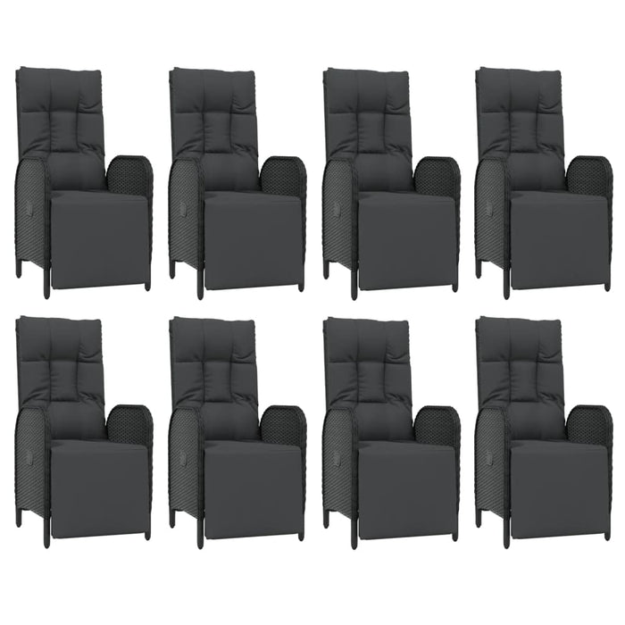 Set mobilier de grădină cu perne, 9 piese, negru, poliratan - WALTI WALTI