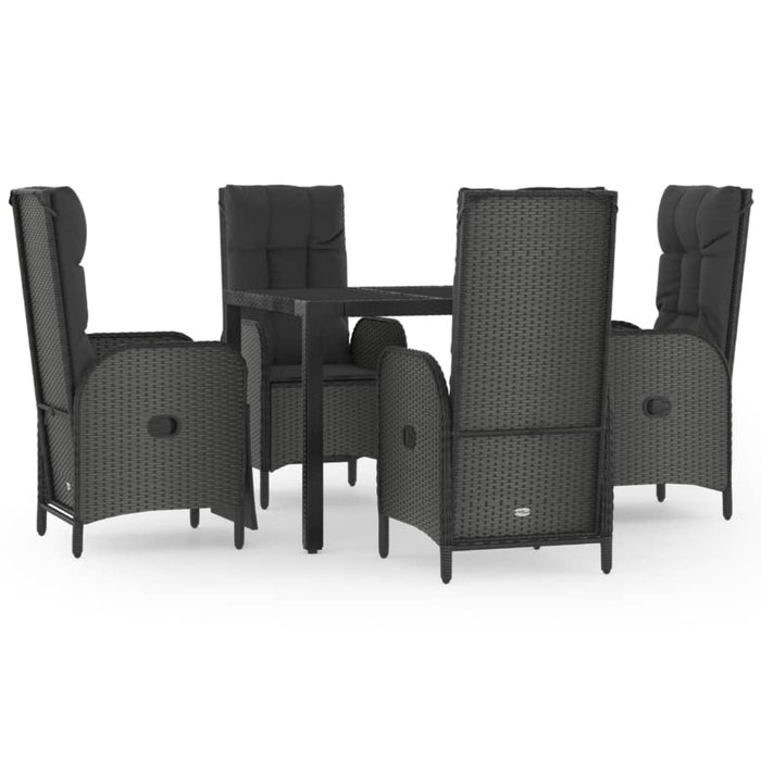Set mobilier de grădină cu perne, 5 piese, negru, poliratan - WALTI WALTI